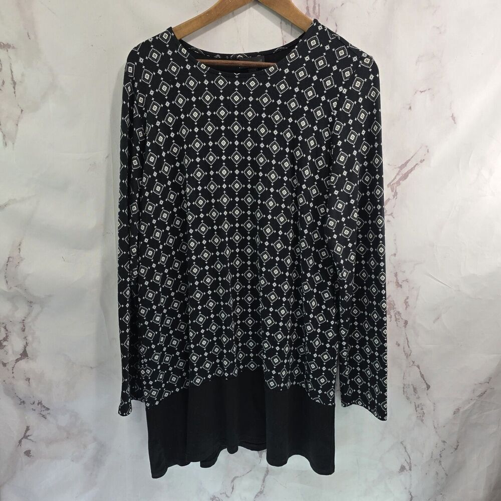 J Jill Shirt Women Medium Black Long Sleeve Tunic Wearever Blouse Knit Jersey